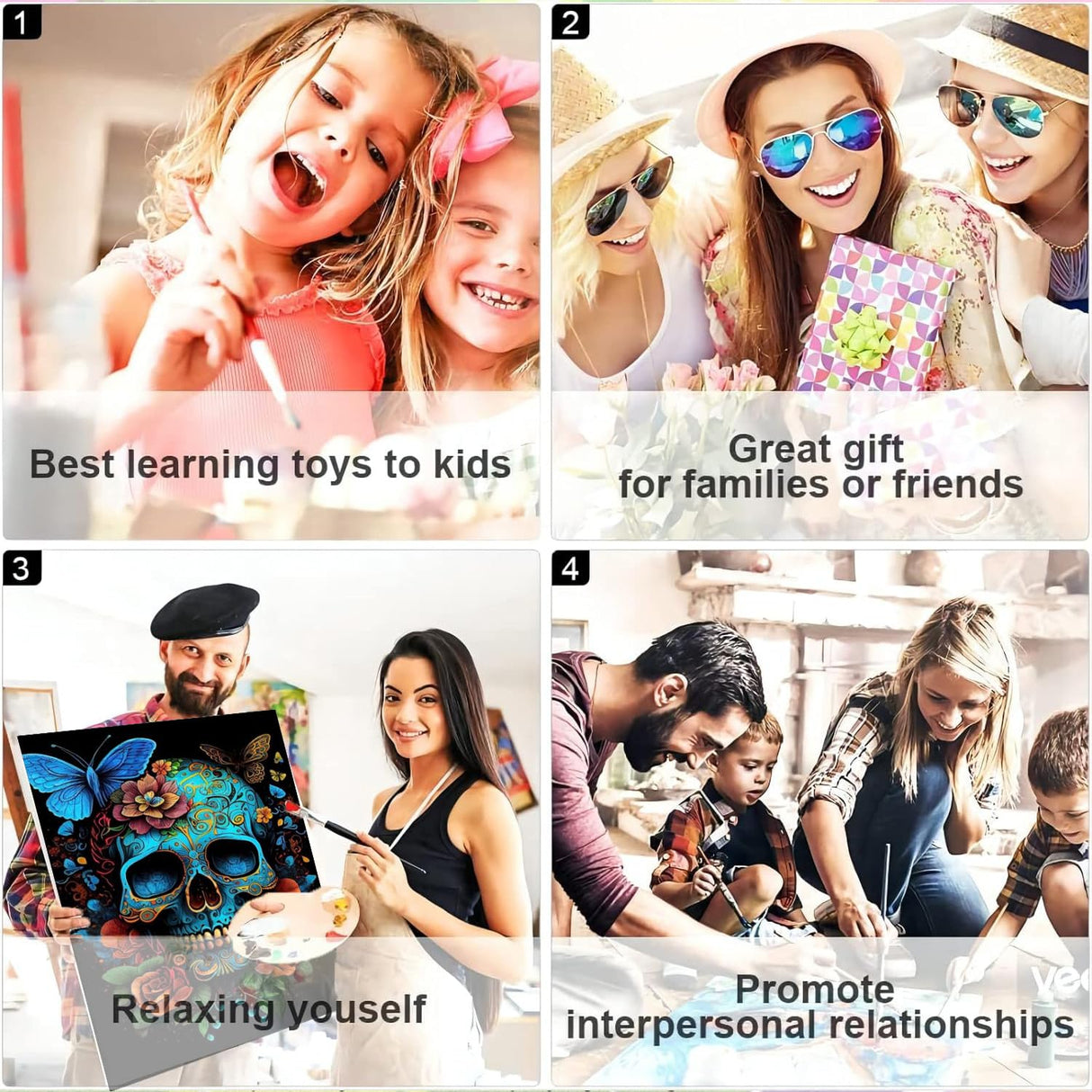 Arttoplus Skull Paint by Numbers Kit for Adults-Butterfly Adult Paint by Number Kits on Canvas,Skeleton Painting by Number Adult for Gift Home Wall Decor(16x20inch) Arttoplus