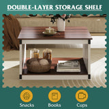 NICBEX Farmhouse Coffee Table, 31.5" Square Coffee Table with Open Storage, Wood Rustic Cocktail Table Center Table for Living Room, Espresso Brown NicBex