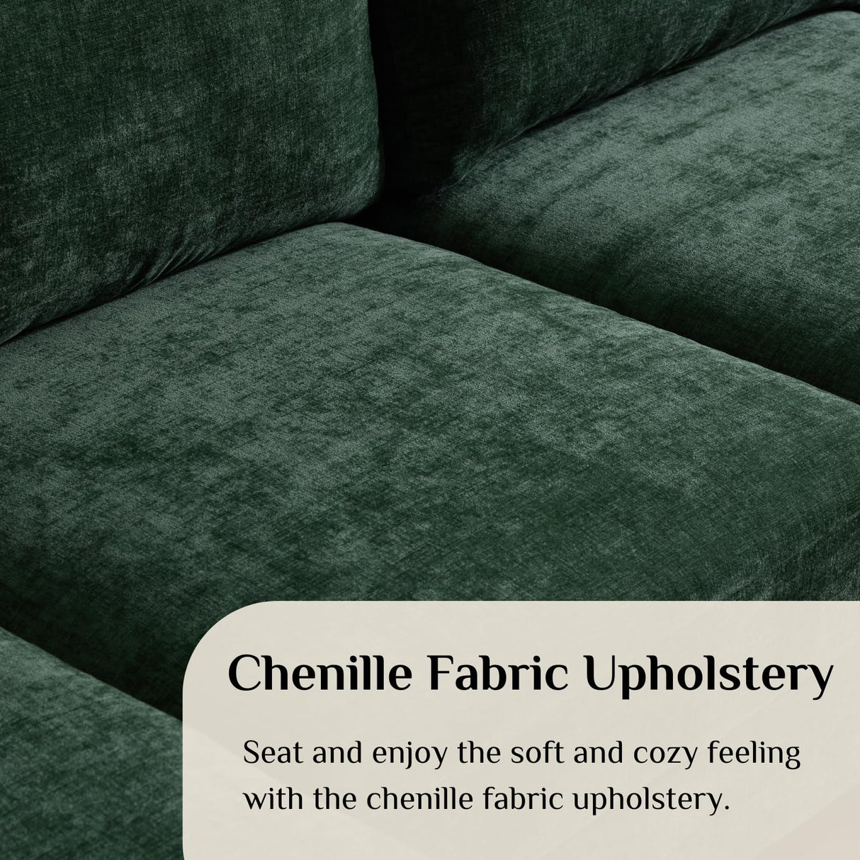 Karl home U-Shape Sectional Sofa Couch 111" Modern 4-Seat Sofa with Chaises Chenille Fabric Upholstered Covertible Couch with Wood Grain Legs for Living Room, Reception Room, Apartment, Green Karl home