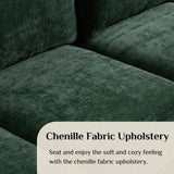 Karl home U-Shape Sectional Sofa Couch 111" Modern 4-Seat Sofa with Chaises Chenille Fabric Upholstered Covertible Couch with Wood Grain Legs for Living Room, Reception Room, Apartment, Green Karl home