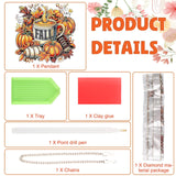 DOMROM Fall Diamond Art Hanging Pendant, DIY Pumpkin Diamond Art Painting Window Pendants, Special Shaped Rhinestone, Gem Art Suncatchers Painting Window Ornament for Home Garden Wall Decor DOMROM
