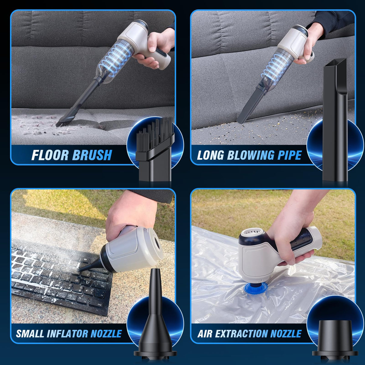 IHE Handheld Car Vacuum Cleaner, 15000Pa Vacuum Cleaner and Air Duster, 120W High Power Wet and Dry Handheld Car Vacuum Cleaner with Multi-Nozzles for Car, Pet, Office, Home Cleaning IHE