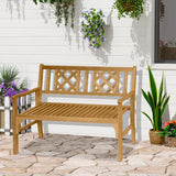 Outsunny Portable 4FT Wooden Garden Bench for Two with Backrest and Armrests Outsunny