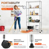 FDW | 5-Tier Wire Storage Shelves with Wheels | 30"x14"x61" | Chrome | Adjustable Racks | Heavy-Duty Metal Shelf, Holds Upto 220 lbs | Tool-Free Assembly, Rust-Resistant | for Home & Garage Shelving FDW