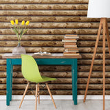 RoomMates RMK11308WP Brown Cabin Logs Peel and Stick Wallpaper RoomMates