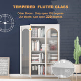 OSEILLC Metal Sideboard Buffet Cabinet with Glass Doors, 59" Tall Sideboard and Buffet with Storage, Accent Cabinet with Adjustable Shelves, Metal Storage Cabinet for Kitchen, Living Room, Hallway OSEILLC