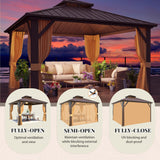 YOLENY 12' x 12' Hardtop Gazebo, Metal Gazebos with Aluminum Frame, Double Galvanized Steel Roof, Curtains and Netting Included, Pergolas for Patios, Garden, Parties, Lawns YOLENY