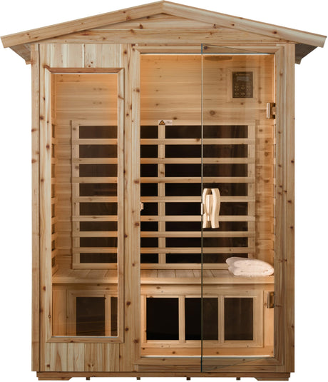 LTCCDSS Garner Outdoor Sauna 2 Person, Far Infrared Sauna, Low EMF Sauna Room for Home, Low EMF Heaters | Chromotherapys | Bluetooth Speakers | Canadian Hemlock | 47.2 * 81.1 * 37.0 in LTCCDSS
