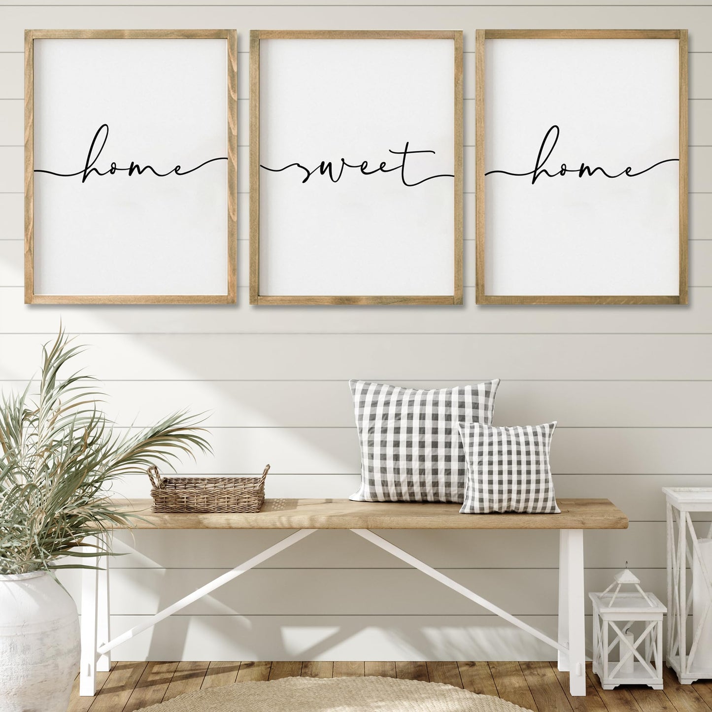 Heiple Set of 3 Framed Farmhouse Home Sweet Home Sign 11"x14" Above Bed Wall Decor for Bedroom Decor and Living Room Wall Art Wood Signs (Brown, 11''x14)