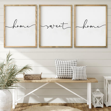 Heiple Set of 3 Framed Farmhouse Home Sweet Home Sign 11"x14" Above Bed Wall Decor for Bedroom Decor and Living Room Wall Art Wood Signs (Brown, 11''x14) Heiple