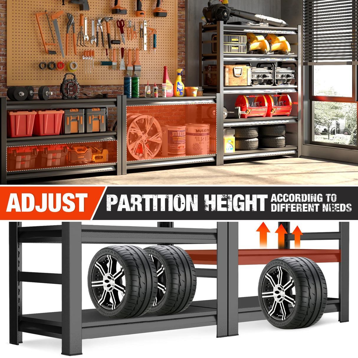 78"H Garage Shelving Unit and Storage-Easy Assembly Metal Shelves 5-Tier Utility Rack| Heavy-Duty Adjustable Shelf| Steel Rust-Resistant Shelves for Industrial,Warehouse,Basement,18"D x 48"W x 78"H Metallitrend