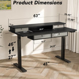 FICIHI Electric Standing Desk USB A/C Charging Port, Electric Height Adjustable Desk, 63 x 30 inches Desk with 4 Drawers,Larger Table Legs,Ergonomic Workstation Suitable for Home Gaming Office FICIHI