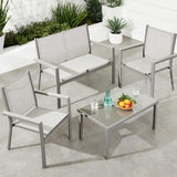 Best Choice Products 4-Piece Outdoor Textilene Patio Conversation Set, Backyard Furniture w/Loveseat, Coffee Table, Steel Frame - Gray/Gray Best Choice Products