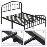 Yaheetech Full Bed Frames Metal Platform Bed with Victorian Style Wrought Iron Headboard and Footboard/Easy Assembly/No Box Spring Needed/Black Full Bed Yaheetech