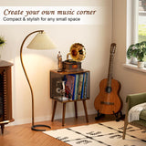Yuzehuaza Record Player Stand with Storage up to 100 Albums,Small Vinyl Record Holder with Adjustable Divider, Retro Record Player Table with Wood Legs,Book/LP Record Shelf for Living Room Bedroom Yuzehuaza