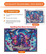 igoodom Diamond Art Kits for Adults, Sugar Skull Diamond Painting Kit, Full Drill Round Butterfly Diamond Art Kits, DIY Gem Art and Crafts for Home Wall Decor Gift 16x12inch igoodom