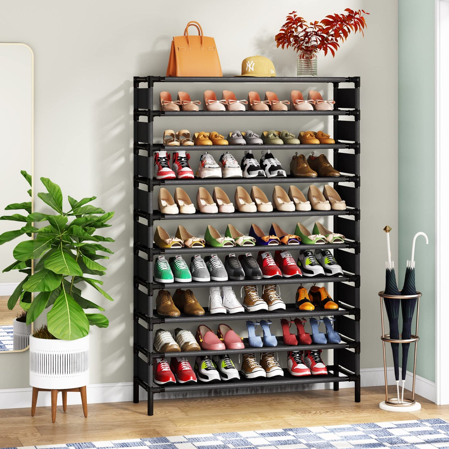 Tribesigns Upgraded 10 Tiers Shoe Rack, Large Capacity Shoe Shelf, Tall Shoe Organizer for 50 Pairs, Space Saving Shoe Storage - WoodArtSupply