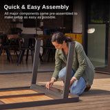 EAST OAK Signature 7 Pieces Outdoor Dining Set, Patio Furniture Set with Finest Teak Wood, Powder-Coated Aluminum Frame Table,Patio Dining Set for Garden,Backyard and Porch, Dark Grey EAST OAK