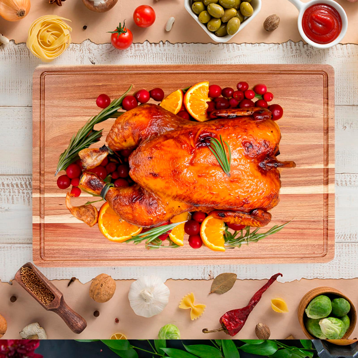 Extra Large Acacia Wood Cutting Board for Kitchen, 24 x 18 Inch Large Butcher Block Chopping Board with Juice Groove, Thick Wood Cutting Boards Fashionwu