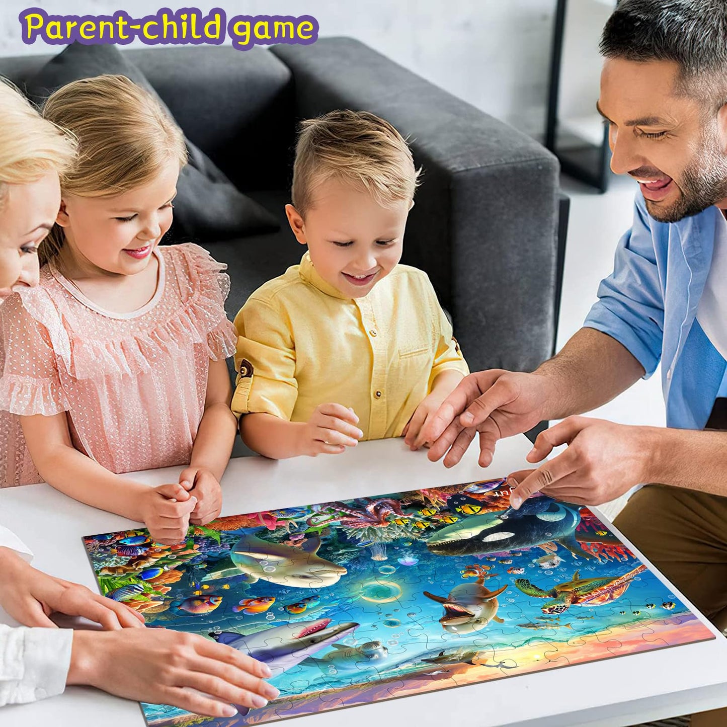 Biorgur Underwater World Jigsaw Puzzles for Kids Ages 4-8 4-6 5-8 8-10 Year Old,100 Piece Ocean Shark Whale Jigsaw Puzzle for Children Learning Educational Puzzles Toys for Boys and Girls Family Time