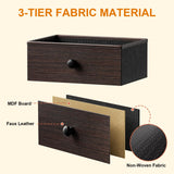 REAHOME Dresser for Bedroom with Charging Station and LED Light, 67" Rotatable Vanity Desk with LED Light and Side Pockets, Makeup Table with 10 Fabric Drawers, Modern Home Office Desks, Brown REAHOME