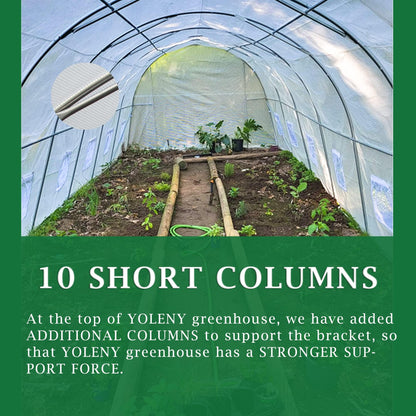 YOLENY 20' x 10' x 7' Heavy Duty Greenhouse for Outdoors,Tunnel Greenhouse with A Large Zipped Roll Up Door and 8 Roll Up Windows, White - WoodArtSupply