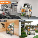 TORACK Garden Tool Organizer with Wheels, Rakes Shovels Yard Tools Stand for Garage, Shed, Garden, Indoor/Outdoor Long-Handled Tools Cart TORACK