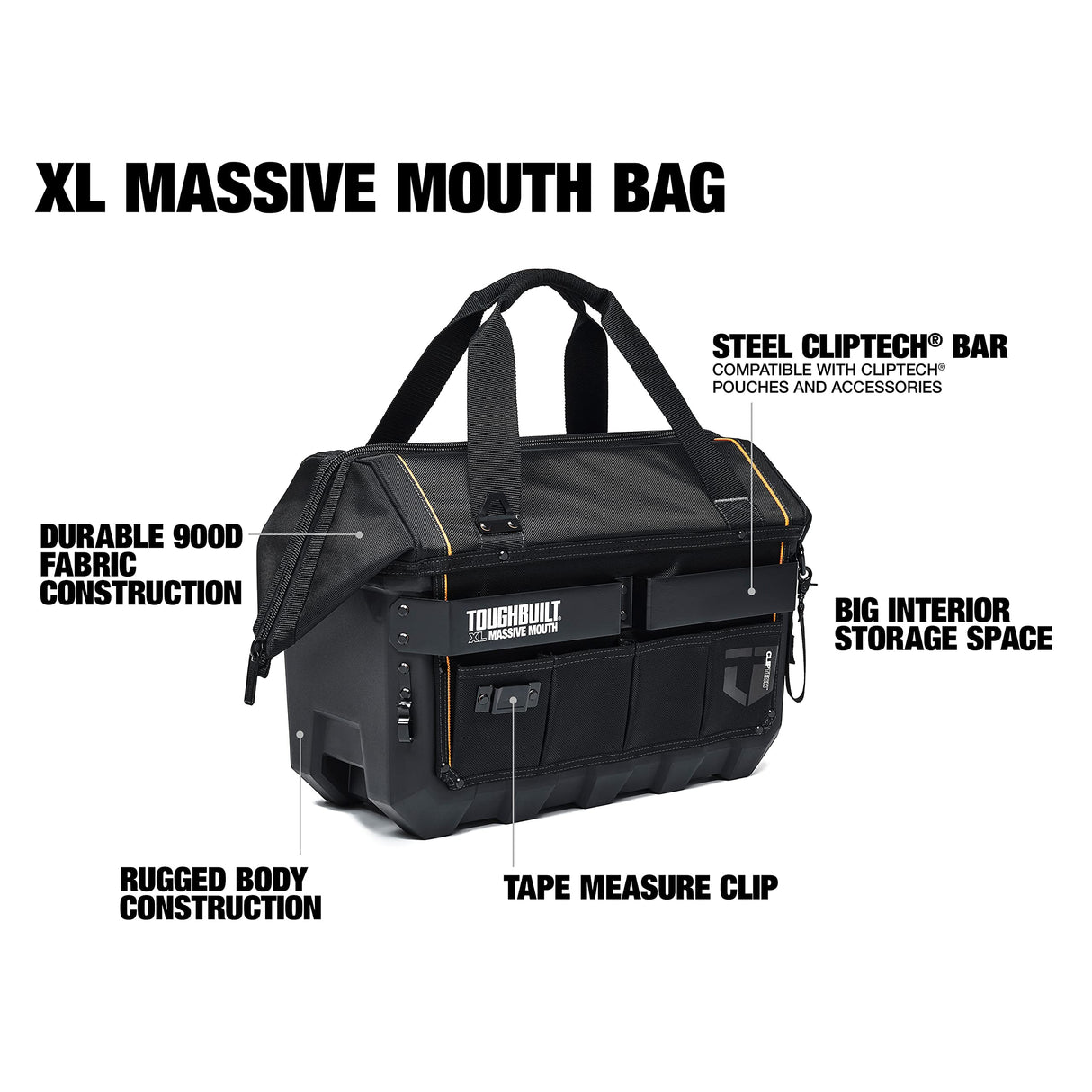 ToughBuilt - 20" Massive Mouth w/Waterproof Base - Durable and Rugged, Lockable, 22”x 14”x 11” - (TB-CT-62-20) ToughBuilt