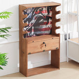 Colingmill Patriotic Wooden Gun Racks for 4 Rifles, American Flag Horizontal Gun Display Stand Cabinet Shelf with Storage Compartment for Shotgun Accessories, 35 x 20 x 13 Inch Colingmill