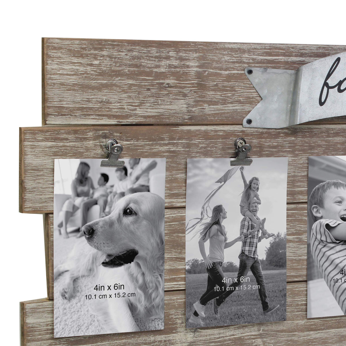Stonebriar Rustic Wood Collage Picture Frame with Clips and Metal Detail Brown 26" x 11" Stonebriar