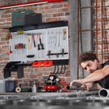 Ultrawall Peboard Storage Organizer, 48x36 inch Pegboard Wall Organizer, Metal Garage Peg Board with Toolboard, Utility Hooks, Overhead Shelf, 105pcs Ultrawall