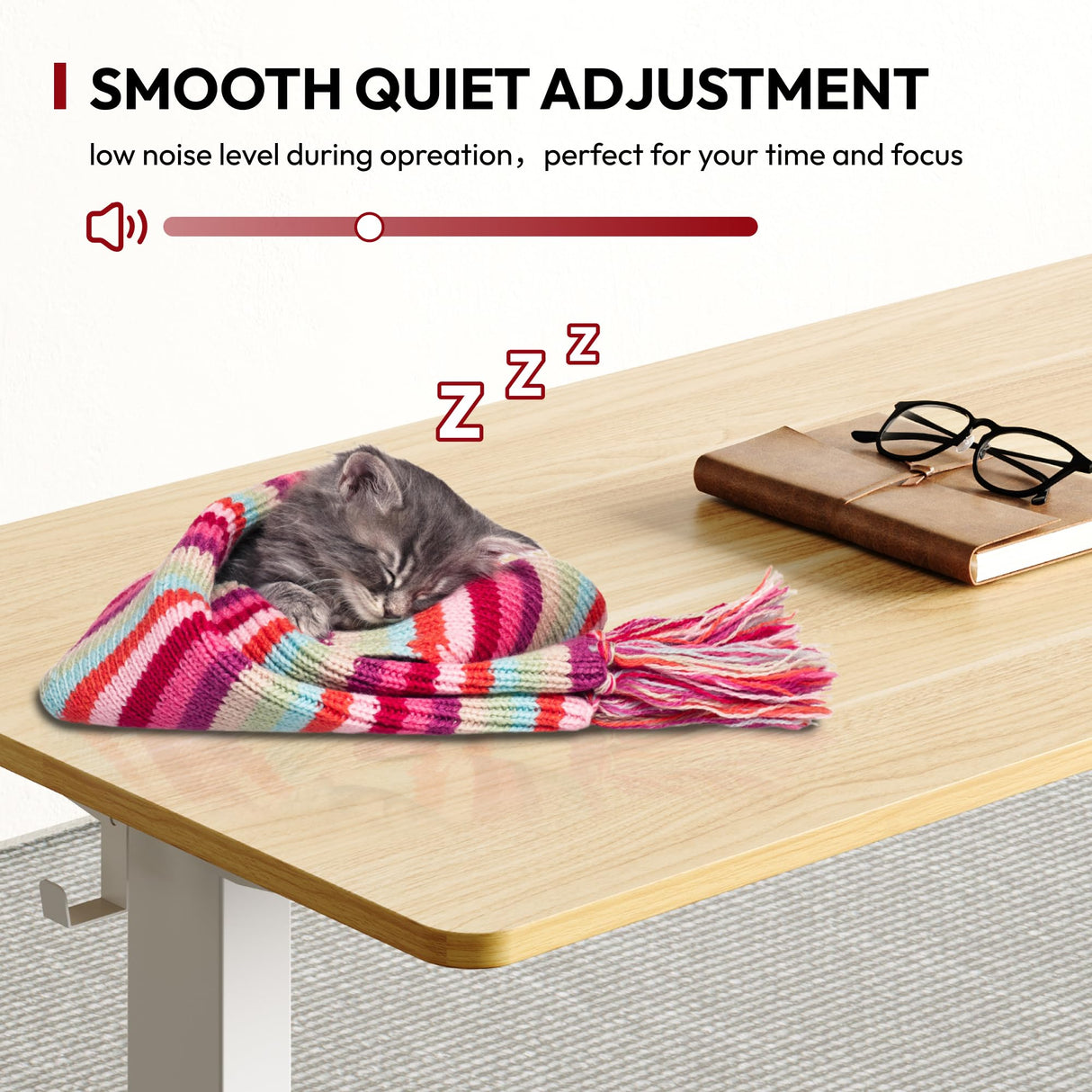 SANODESK Electric Standing Desk 48 x 30 Inches Whole-Piece Desktop Height Adjustable Stand Up Desk w/6-Button Controller Ergonomic Computer Desk for Home Office, White Frame + Natural Tabletop SANODESK