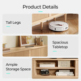 LINSY HOME TV Stand for 65" TV, Mid-Century Modern 58" Entertainment Center with Sliding Tambour Door and Storage Cabinet, Cruved TV Media Console Table for Living Room, Bedroom, Oak LINSY HOME