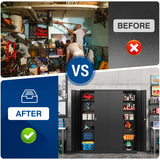 Fesbos Metal Storage Cabinet-71” Tall Steel File Cabinets with Lockable Doors and Adjustable Shelves-Black Steel Storage Cabinet for Home,Kitchen, School, Office, Garage Fesbos