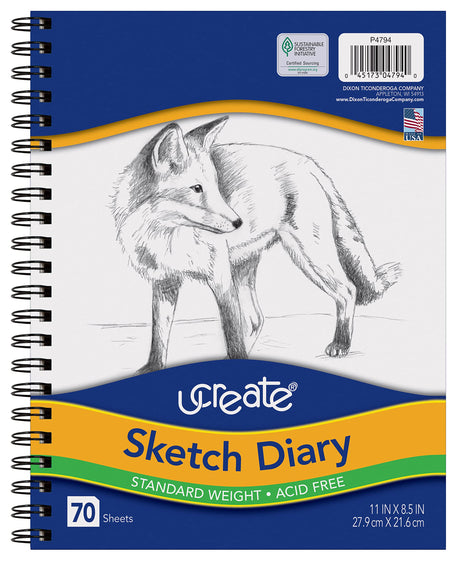 UCreate Sketch Diary P4794, 11" x 8 1/2", 70 Sheets UCREATE