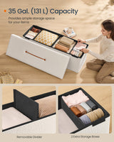 SONGMICS HOME Storage Ottoman Bench, Storage Chest, 15 x 43 x 15 Inches, Foot Rest Stool, End of Bed Bench, Load up to 660 lb, for Living Room, Bedroom, Entryway, Cream White ULSF097W01 SONGMICS HOME