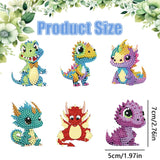6 Pcs Diamond Painting Keychain Kits,Double Sided Diamond Art Ornament Keychains for Adults Beginners Decoration,DIY Diamonds Painting Keyrings Kit for Birthday Christmas. (Dinosaur) NDNXYXGS