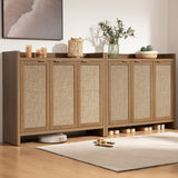 SICOTAS Shoe Storage Cabinet, 30 Pairs Rattan Shoe Cabinet Storage for Entryway, 6-Tier 41" Tall Large Shoe Cabinet, Boho Farmhouse Cabinet with Doors for Entryway Hallway Living Room Closet SICOTAS