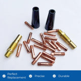 24PCS Flux Core Gasless Nozzle Welding Kit Flux Core Gasless Nozzle Contact Tips Replacement MIG Welder Accessories,Compatible with Lincoln,Eastwood and more (.030" & .035"） TimelyDu