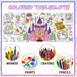 Zhzcncg Princess Party Giant Coloring Poster,30x72 Inch Drawing Paper oloring Table Cloth,DIY Princess Activity Tablecloth Magical Castle for Kids Birthday Themed Wall Home Classroom Party Suppiles Zhzcncg