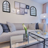 ZEXUIRU 2PCS Arched Window Wall Mirror,Rustic Farmhouse Accent Mirror, Wood Framed Entry Mirror for Living Room,Bathroom,Bedroom,Kitchen,15.7x11.8 Inches ZEXUIRU