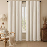 XOGUIBO Boho Blackout Curtains 2 Panels 84 Inch for Living Room Bedroom, Beige Linen Texture Farmhouse Curtains with Tassels and Cotton Embroidery Vintage Rustic Western Rod Pocket XOGUIBO