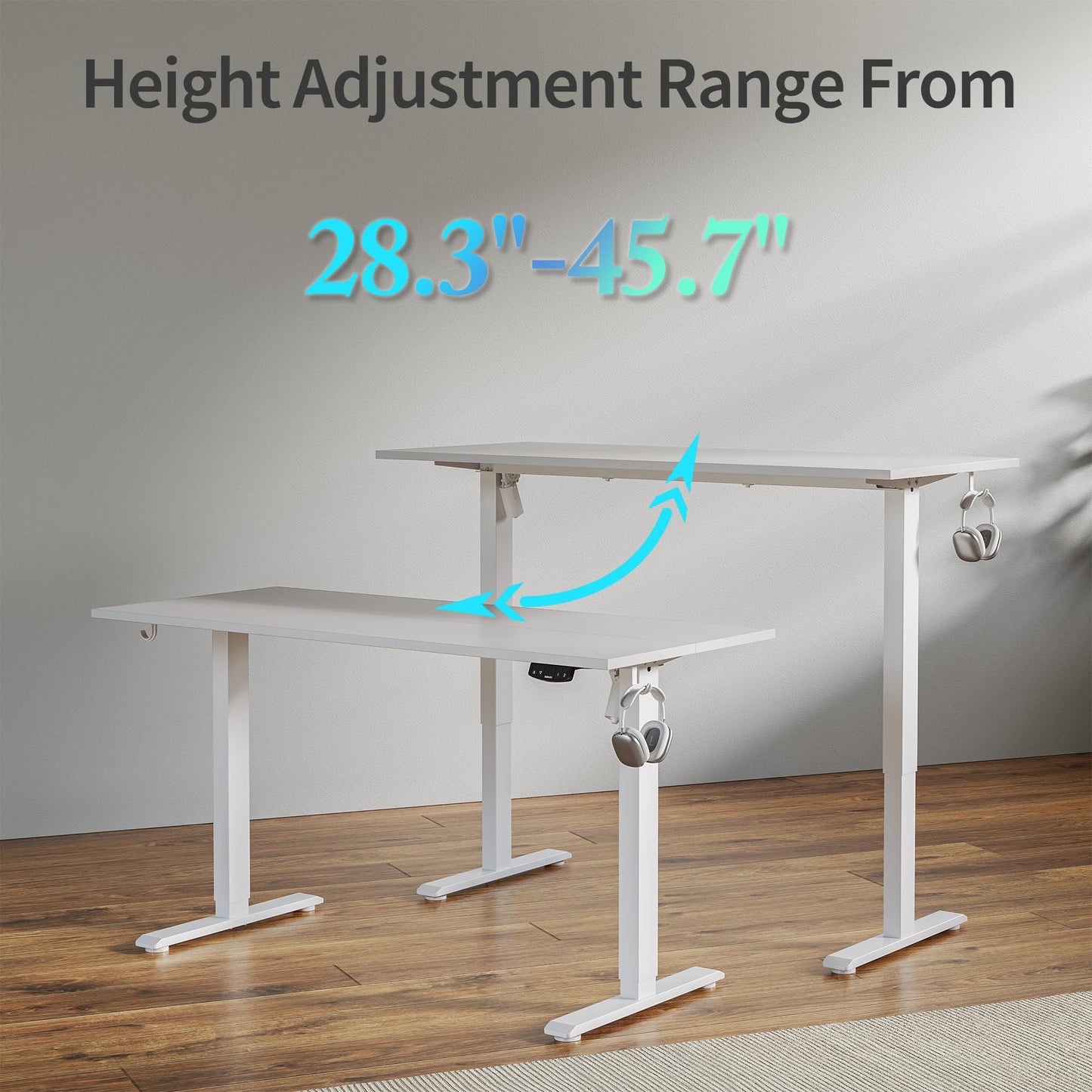 Agilestic Electric Standing Desk, 48 x 24 Inches Height Adjustable Desk, Sit Stand up Desk for Work Office Home, Ergonomic Rising Computer Table with Memory Preset, White