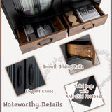 LOKO Buffet Cabinet with Storage, Kitchen Sideboard Cabinet with Tempered Glass Doors and Drawers, Industrial Style Cupboard Credenza Storage Cabinet, 31.5 x 16 x 39.5 inches LOKO