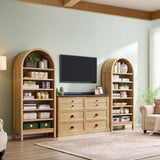 IFGET 71" Tall Arched Shoe Storage Cabinet, 7 Tiers 28 Pairs Wooden Shoe Rack with 3 Adjustable Shelves, Freestanding Shoe Closet Shelf Organizer for Entryway, Hallway, Living Room (Natural) IFGET