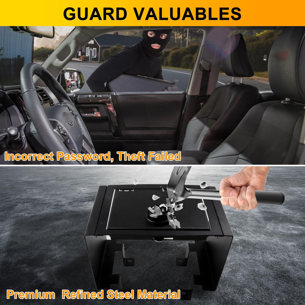 BESTAOO Center Console Gun Safe for Armrest Console Gun Vault Lock Security Storage Organizer Box Compatible with 2024 2025 Toyota Tacoma Car Safety Security Anti-Theft 3-Digit Locking Device Black BESTAOO