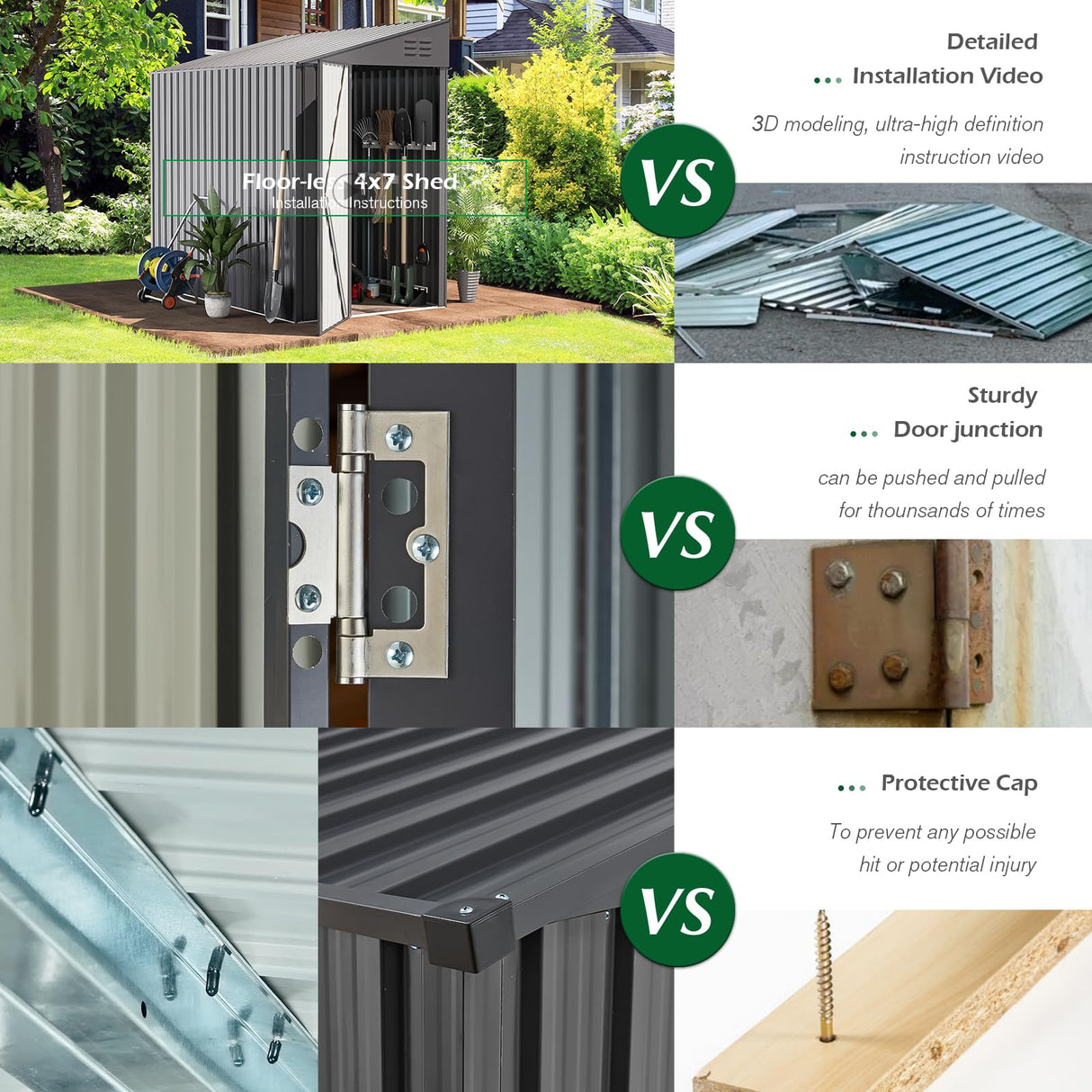 AECOJOY Shed Lean to Storage Shed, Outdoor 6' x 8' Metal Wall Side Bike Shed & Outdoor Storage, Garden Storage Cabinet for Backyard, Patio and Outdoor Use in Dark Grey AECOJOY