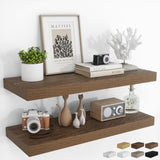 RICHFOCUS 36Inch Floating Shelves for Wall 2 Pack Shelves for Bedroom|Kitchen|Bathroom Wall Mounted Rustic Wood Floating Shelf with Invisible Brackets for Books|Storage|Decor, Walnut RICHFOCUS