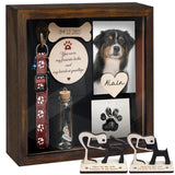 vinatimes 8.6'' Pet Shadow Box Memorial Gift Rustic Collar Holder Picture Frame Paw Print Kit Dog Wooden Sculpture Pet Ashes Fur Jar Rainbow Sympathy Gift for Pet Lover Tabletop Wall Hanging PSD-4R vinatimes