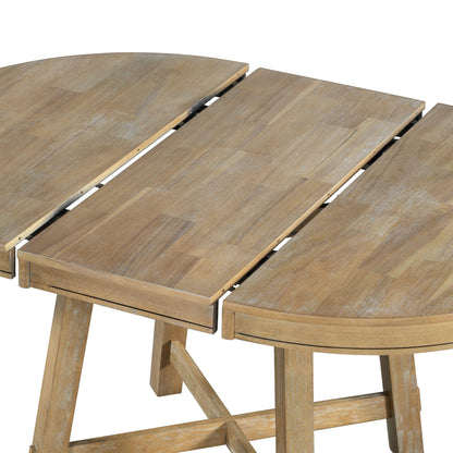 Quarte Farmhouse Round Extendable Dining Table with 16" Leaf Wood Kitchen Table - WoodArtSupply